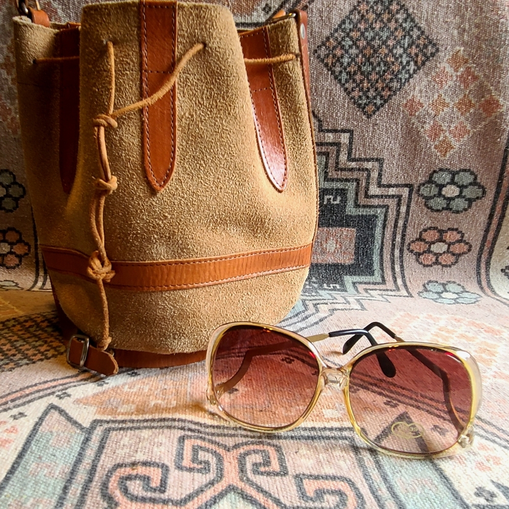 Vintage 1970's 80's Leather Bucket Bag